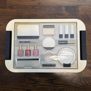 Vintage Estee Lauder Makeup Set Kit Blue & White Case / Tray Full Size READ